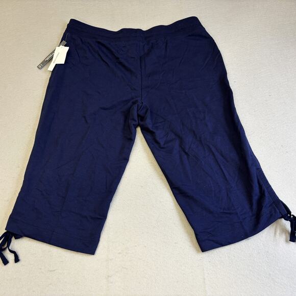 Silverwear Capri Athleisure Pants Womens PL Petite Large Blue Pull On Drawstring - Picture 9 of 10
